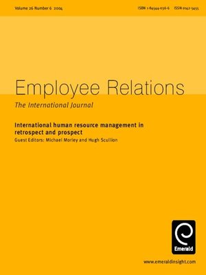 cover image of Employee Relations, Volume 26, Issue 6